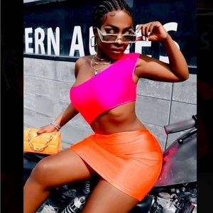 Two Tone Cut-Out Bodycon Dress